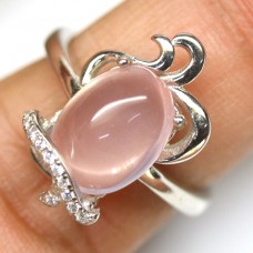 Кольцо. Натуральный розовый кварц. Серебро 925. К1157