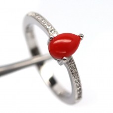 Кольцо. Натуральный коралл. Серебро 925. К1255
