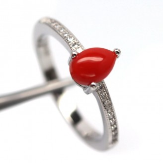 Кольцо. Натуральный коралл. Серебро 925. К1255