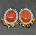 Сережки. Натуральний сердолік, цитрин і хром діопсид. Срібло 925. С1355