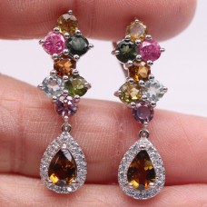 Серьги. Натуральный турмалин. Серебро 925. С1750