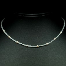 Ожерелье. Натуральный жемчуг и лунный камень. Серебро 925. П3178