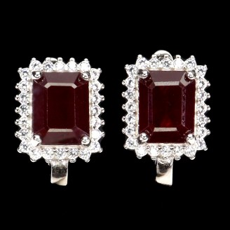 Сережки. Натуральний рубін. Срібло 925. С5006