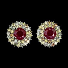 Сережки. Натуральний рубін і сапфір. Срібло 925. С5141