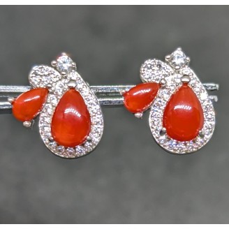 Сережки. Натуральний корал. Срібло 925. С5237