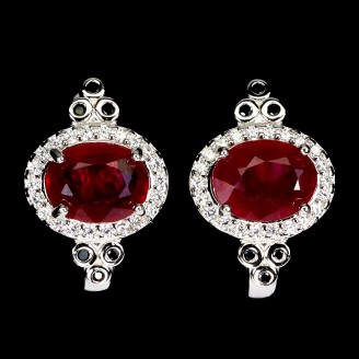 Сережки. Натуральний рубін і шпінель. Срібло 925. С5472