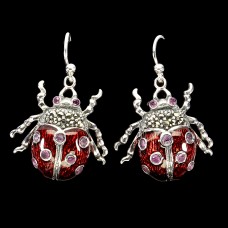 Сережки. Натуральний рубін і марказит. Срібло 925. С5490