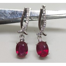 Сережки. Натуральний рубін. Срібло 925. С5503