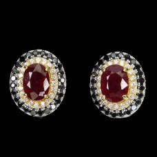 Сережки. Натуральний рубін і шпінель. Срібло 925. С5592