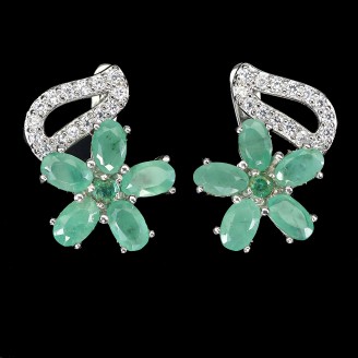 Сережки. Натуральний смарагд. Срібло 925. С5600