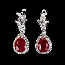 Сережки. Натуральний рубін. Срібло 925. С5695