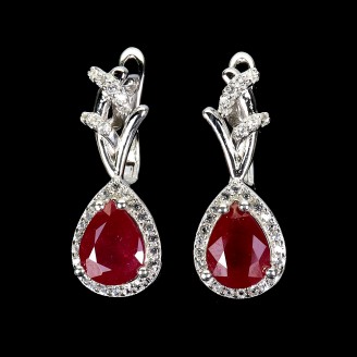 Сережки. Натуральний рубін. Срібло 925. С5695