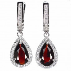 Сережки. Натуральний гранат. Срібло 925. С5751