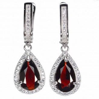 Сережки. Натуральний гранат. Срібло 925. С5751