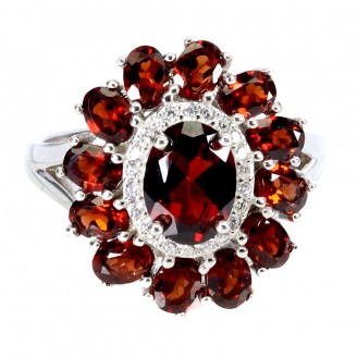 Каблучка. Натуральний гранат. Срібло 925. К5937