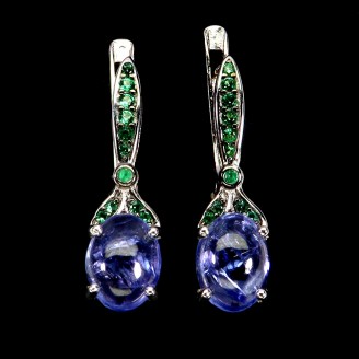 Сережки. Натуральний танзаніт. Срібло 925. С5958