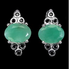 Сережки. Натуральний смарагд і шпінель. Срібло 925. С5970 Сережки. Натуральний смарагд і шпінель. Срібло 925. С5970