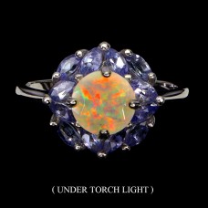 Каблучка. Натуральний опал і танзаніт. Срібло 925. К5979