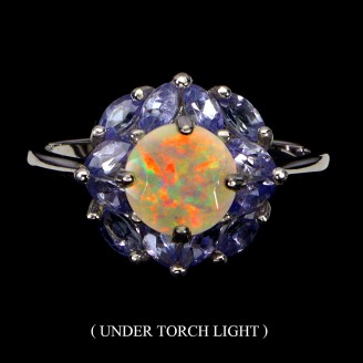 Каблучка. Натуральний опал і танзаніт. Срібло 925. К5979