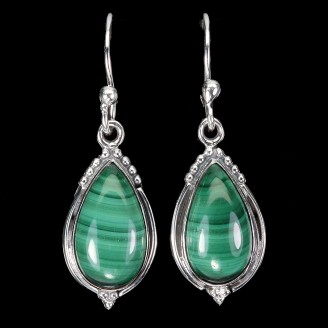 Сережки. Натуральний малахіт. Срібло 925. С5996