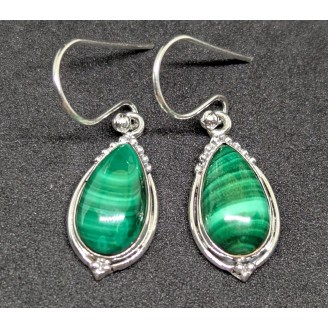 Сережки. Натуральний малахіт. Срібло 925. С5996