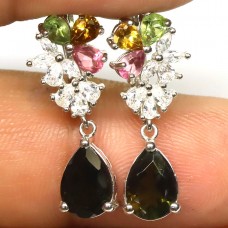 Сережки. Натуральний турмалін. Срібло 925. С6012