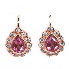 Сережки. Натуральний топаз рожевий. Срібло 925. С6014