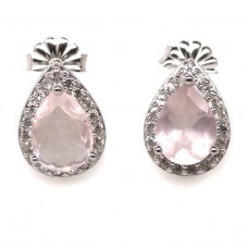 Сережки. Натуральний морганіт. Срібло 925. С6018