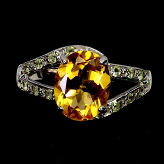 Каблучка. Натуральний цитрин. Срібло 925. К6030