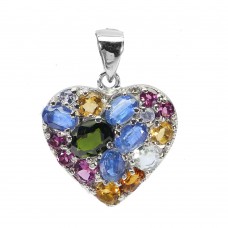 Підвіска. Натуральний хром діопсид, аквамарин, цитрин, кіаініт, гранат родоліт і танзаніт. Срібло 925. П6037 Підвіска. Натуральний хром діопсид, аквамарин, цитрин, кіаініт, гранат родоліт і танзаніт. Срібло 925. П6037