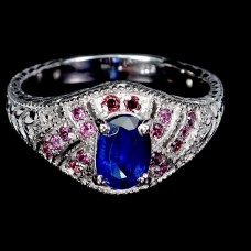 Каблучка. Натуральний кіаініт і гранат родоліт. Срібло 925. К6044 Каблучка. Натуральний кіаініт і гранат родоліт. Срібло 925. К6044