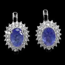 Сережки. Натуральний танзаніт. Срібло 925. С6055