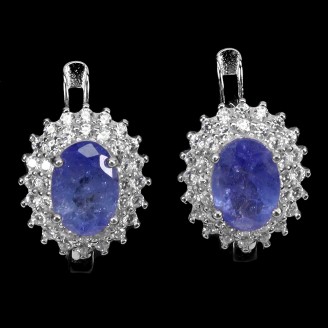 Сережки. Натуральний танзаніт. Срібло 925. С6055