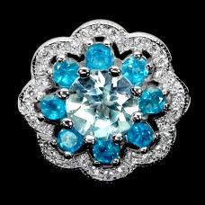 Каблучка. Натуральний топаз і апатит. Срібло 925. К6059