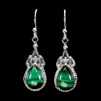 Сережки. Натуральний малахіт. Срібло 925. С6064