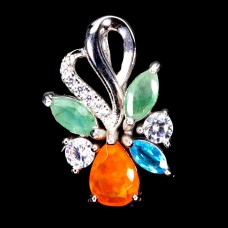 Підвіска. Натуральний опал, апатит і смарагд. Срібло 925. П6068 Підвіска. Натуральний опал, апатит і смарагд. Срібло 925. П6068