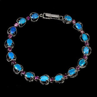 Браслет. Натуральний опал і гранат родоліт. Срібло 925. Б6073