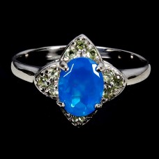 Каблучка. Натуральний опал і перидот. Срібло 925. К6076