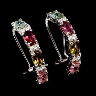 Сережки. Натуральний турмалін. Срібло 925. С6086