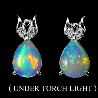 Сережки. Натуральний опал і  топаз. Срібло 925. С6088