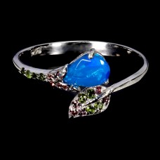 Каблучка. Натуральний опал, хром діопсид і гранат родоліт. Срібло 925. К6096