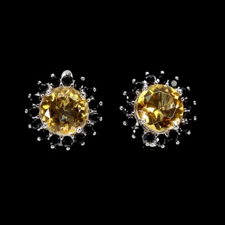 Сережки. Натуральний цитрин і шпінель. Срібло 925. С6100