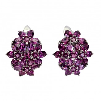 Сережки. Натуральний гранат родоліт. Срібло 925. С6101