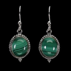 Сережки. Натуральний малахіт. Срібло 925. С6107