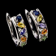 Сережки. Натуральний сапфір і топаз. Срібло 925. С6108