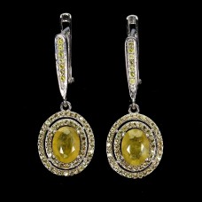 Сережки. Натуральний сапфір жовтий. Срібло 925. С6110