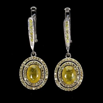 Сережки. Натуральний сапфір жовтий. Срібло 925. С6110