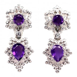 Сережки. Натуральний аметист. Срібло 925. С6117