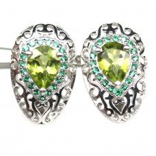 Сережки. Натуральний перидот і гранат цаворит. Срібло 925. С6119