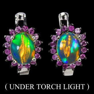 Сережки. Натуральний опал і сапфір. Срібло 925. С6123